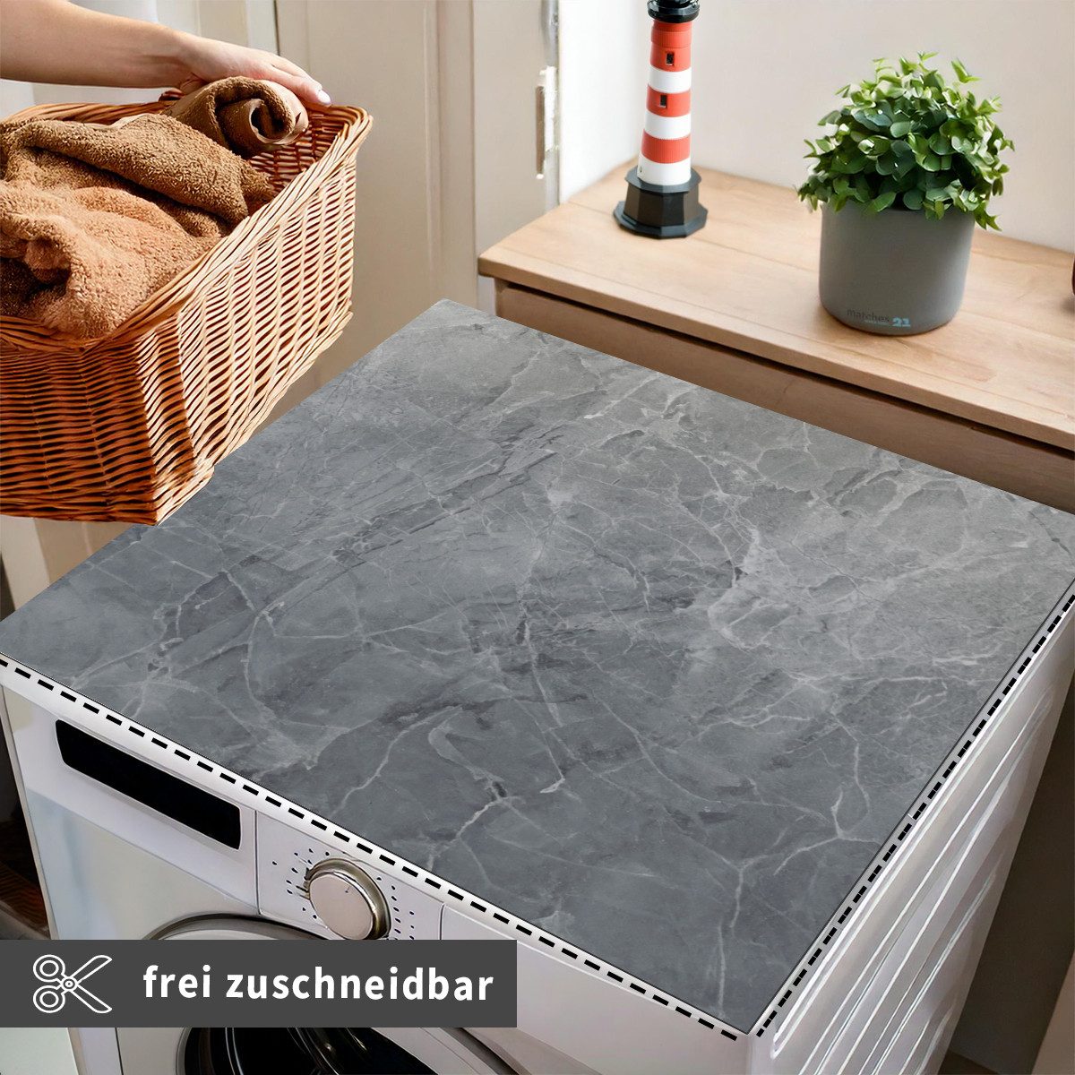 Tabletop Antirutschmatte Waschmaschinen-Auflage Stein-Optik Marmor dunkel rutschfest, waschbar, 1-St., Textil-Finish Gummi-Matte als Trockner Waschmaschinen-Unt – Bild 3 von 5