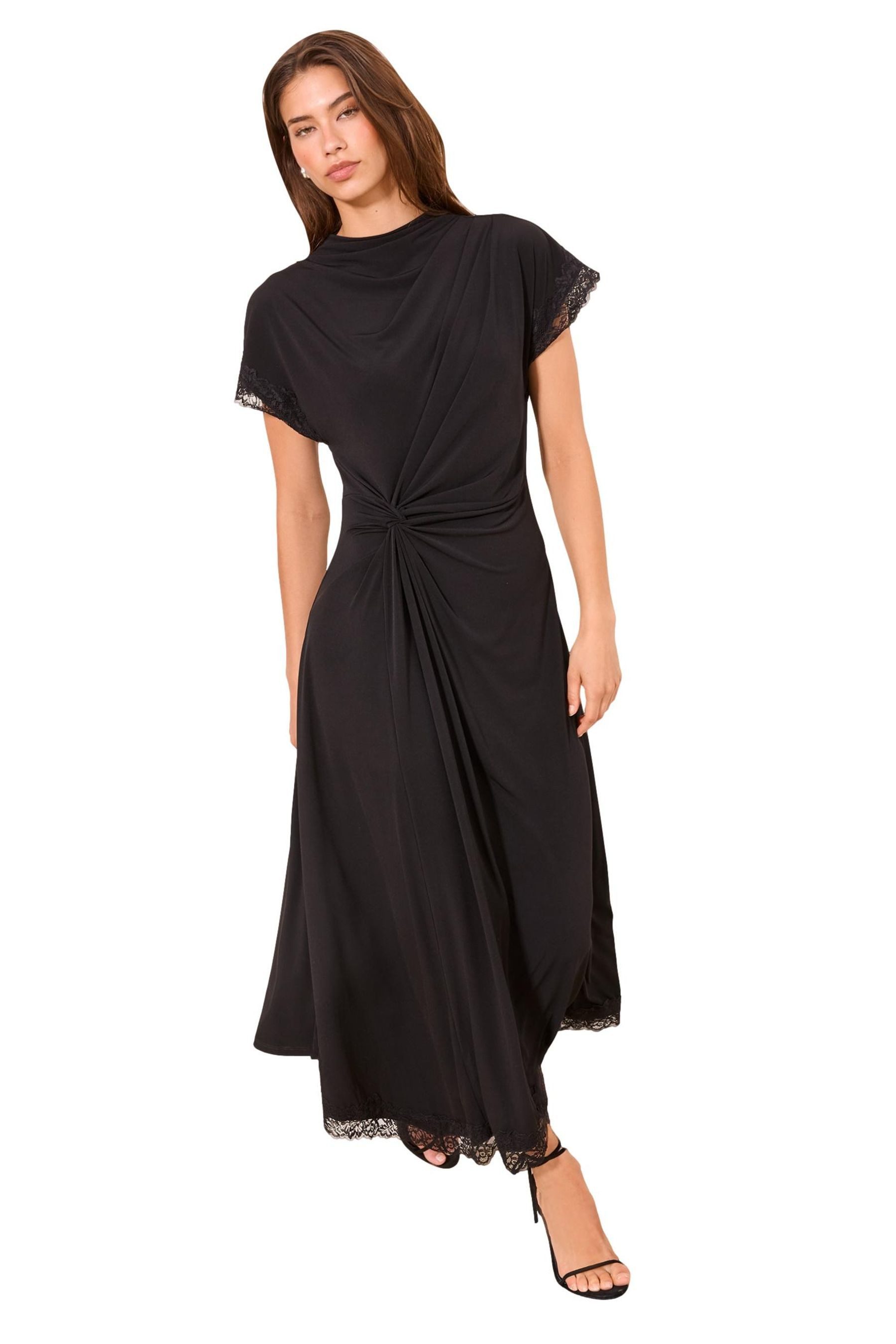 LIPSY Midikleid Lipsy Midi-Kleid mit asymmetrischem Spitzensaum (1-tlg)