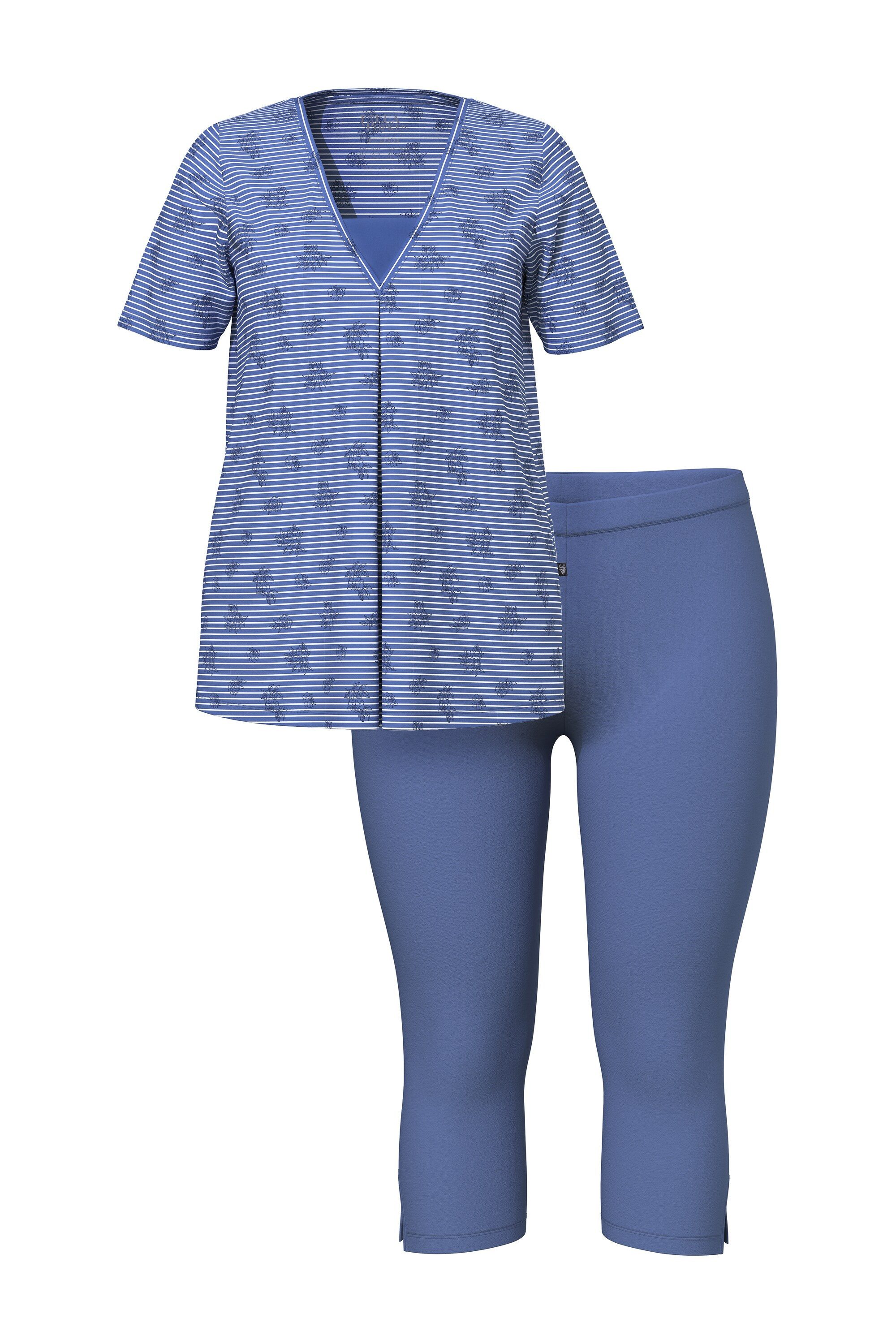 Ulla Popken Pyjama Pyjama V-Ausschnitt Halbarm günstig online kaufen