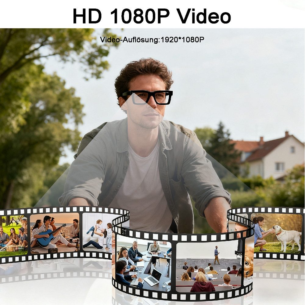 AeroAxis Sonnenbrille Smart Brille mit Kamera 8MP KI Videoaufnahme für Herren & Damen mit Echtzeitübersetzung, Open-Ear-Audio sowie Video- Sonnenbrille
