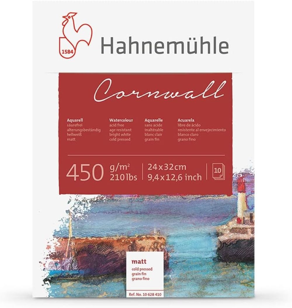 Hahnemühle Aquarellblock Cornwall 24x32cm matt, 450g/m², 10 Blatt, Cold Pressed