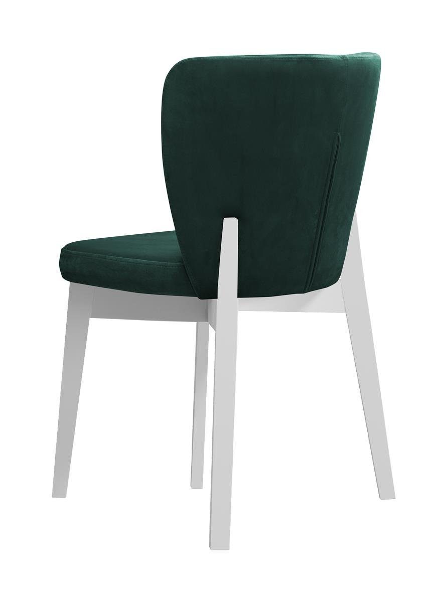 Beautysofa Polsterstuhl Madison (aus Velours, modernes mit 38) weiß (riviera buche), mit | Holzbeine Rückenlehne Stil, Grün gepolsterte / Relaxstuhl in schwarz im Weiß Stuhl 