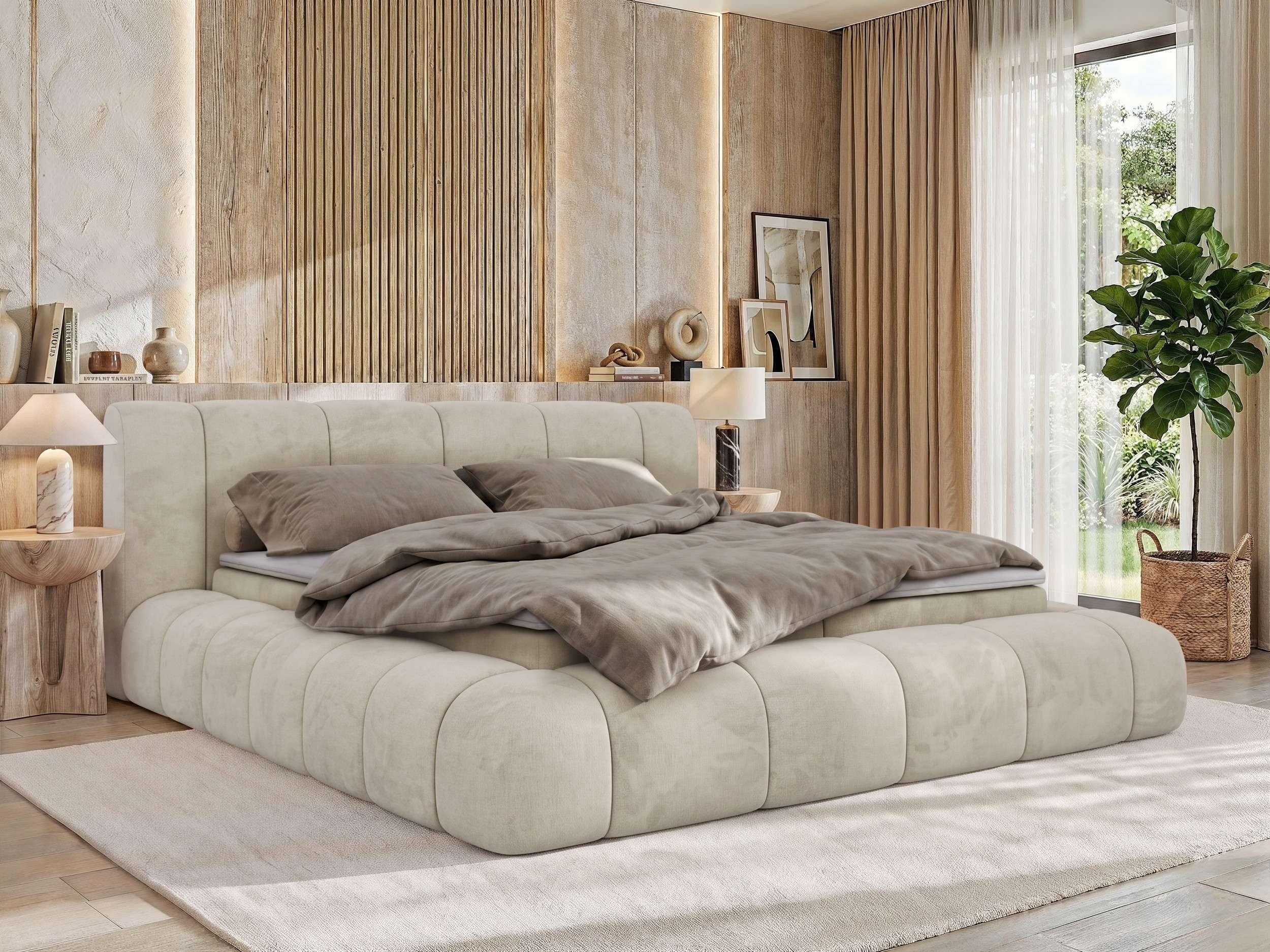 MKS MÖBEL Boxbett NUBEA (Boxspringbett - Set, Packung, inkl. 2 Bettkästen, Matratze H3/H4 und Topper Visco oder T25), Feder-Hebemechanik, 7-Zonen-Multipocket-Matratze, Bett mit Kopfteil