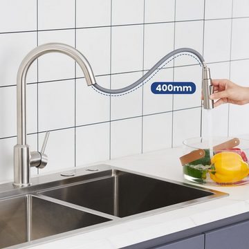 CECIPA Küchenarmatur Hochdruck Küchenarmatur mit herausziehbarer Brause 360° drehbare