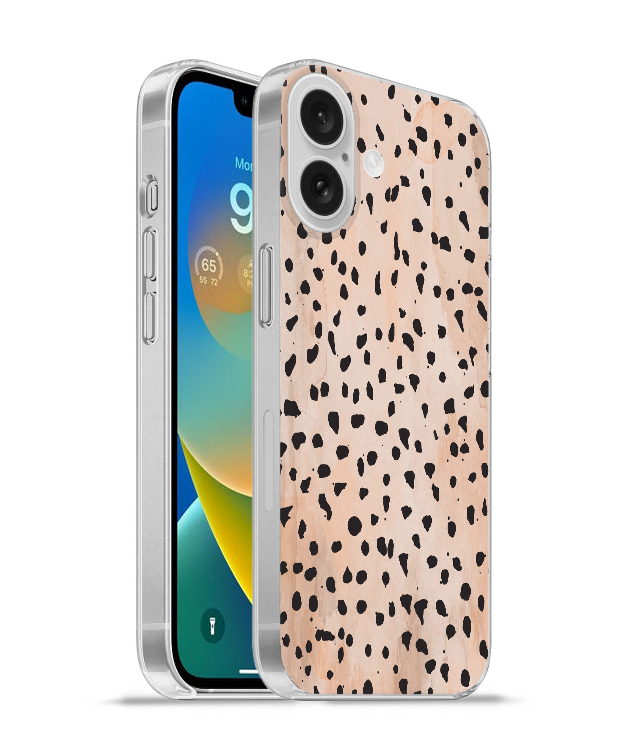 Handyhülle für Apple iPhone 16 Polka dots - Schwarz - Marmor