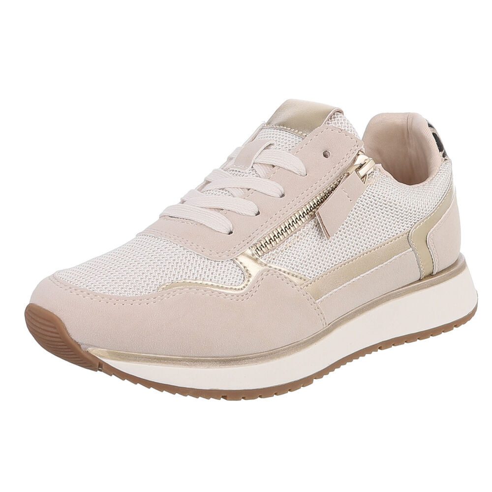 Ital-Design Damen Sneaker mit Mesh-Obermaterial und eleganten Details Sneaker (91261488) Keilabsatz/Wedge Sneakers Low in Beige