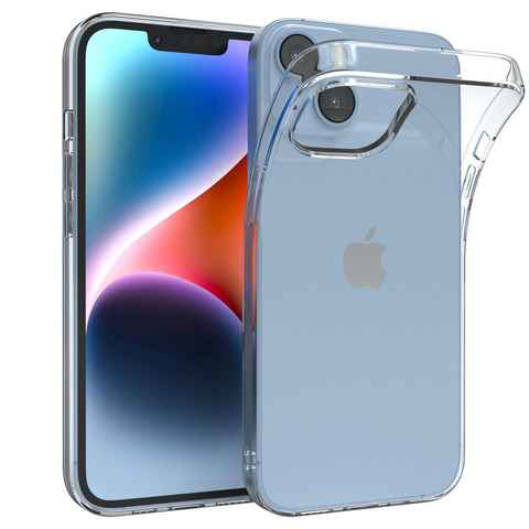 EAZY CASE Handyhülle Slimcover Clear für Apple iPhone 14 6,1 Zoll, durchsichtige Hülle Ultra Dünn Silikon Backcover TPU Telefonhülle Klar
