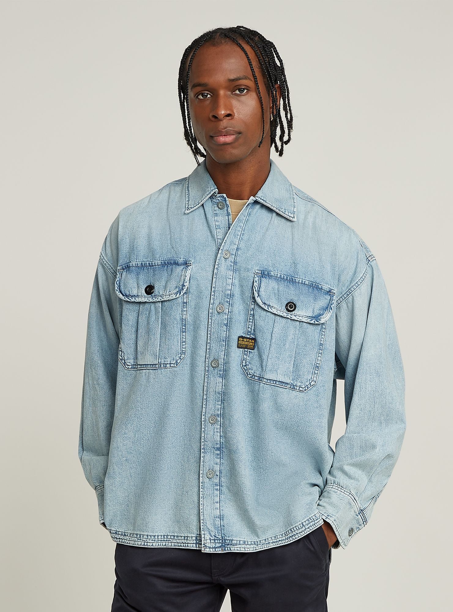 G-STAR Langarmshirt 2 Pocket Pleated Boxy Hemd