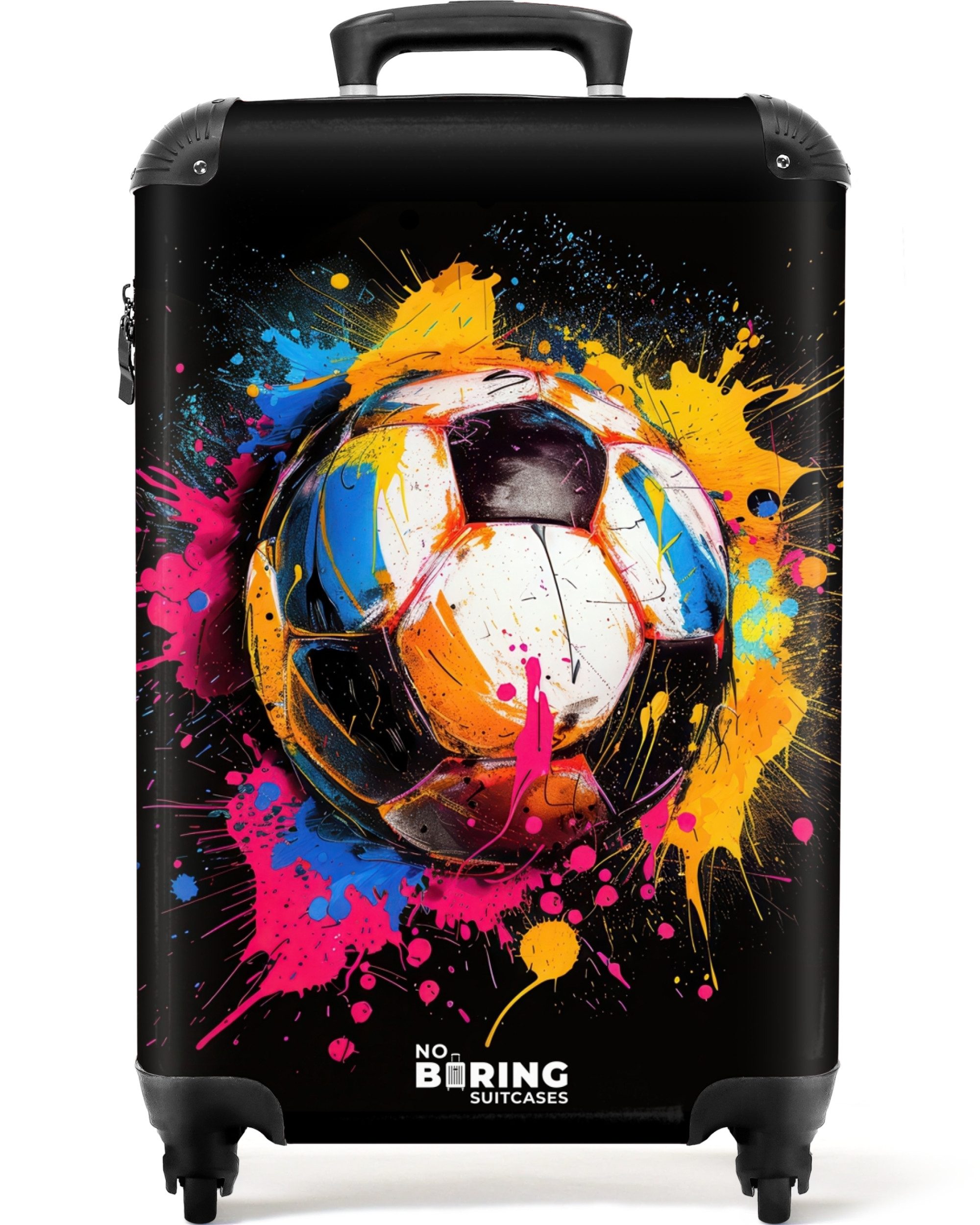 NoBoringSuitcases.com© Hartschalen-Trolley Fußball mit buntem Graffiti günstig online kaufen