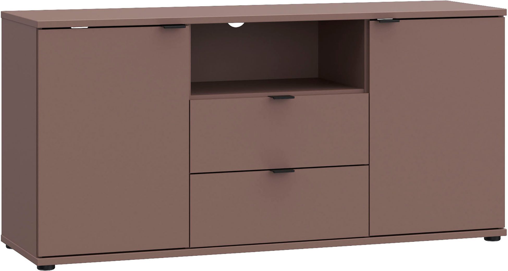 FORTE Lowboard Ganymede (Breite 129,8cm), TV Board, Stauraum, Schublade, Metallgriffe, Kabelführung