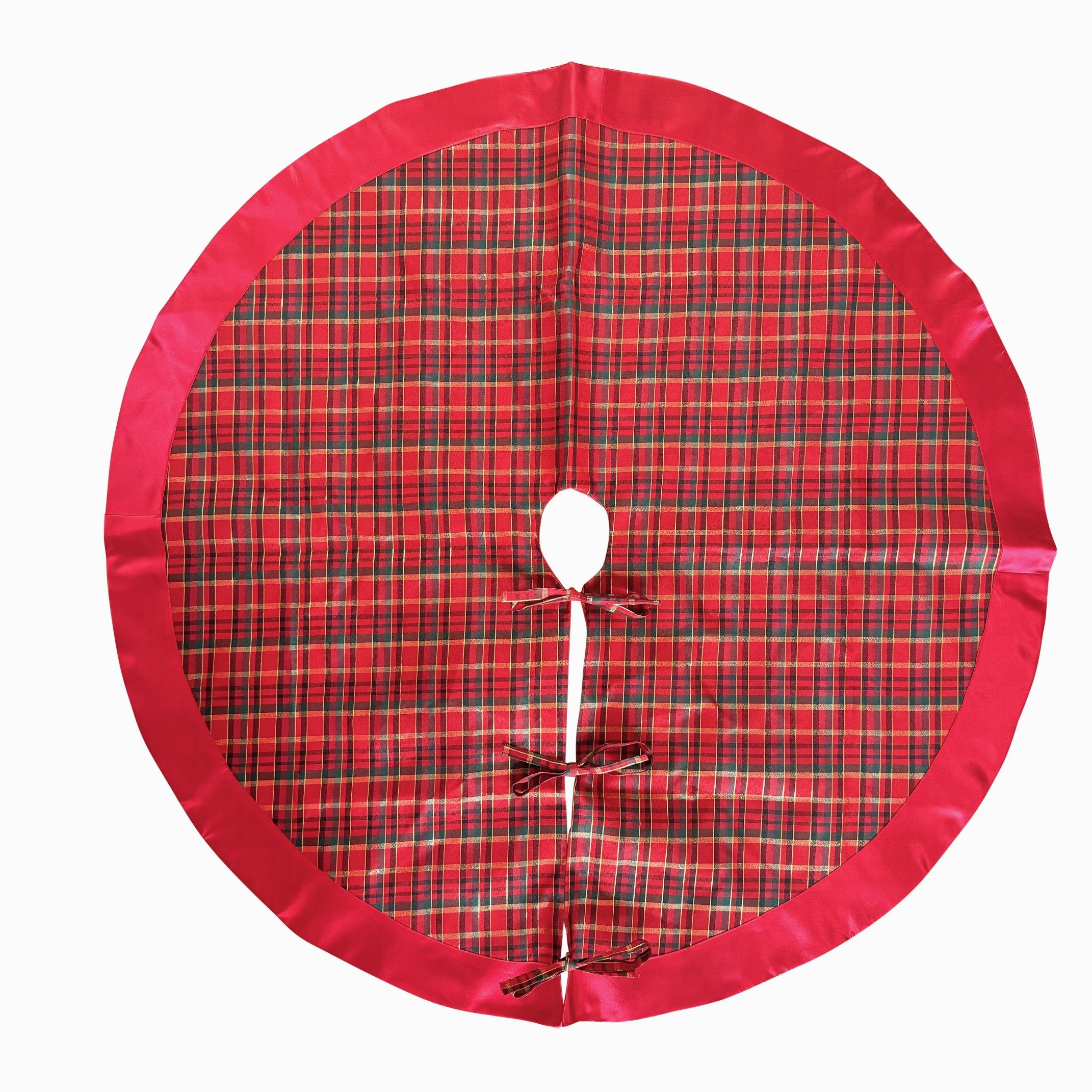 Online-Fuchs Weihnachtsbaumdecke rund - Weihnachtsbaumrock rot, grün karier günstig online kaufen