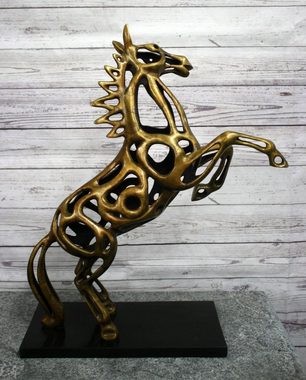 Bronzeskulpturen Skulptur Bronzefigur steigendes Pferd im abstrakten Design bronze-braun