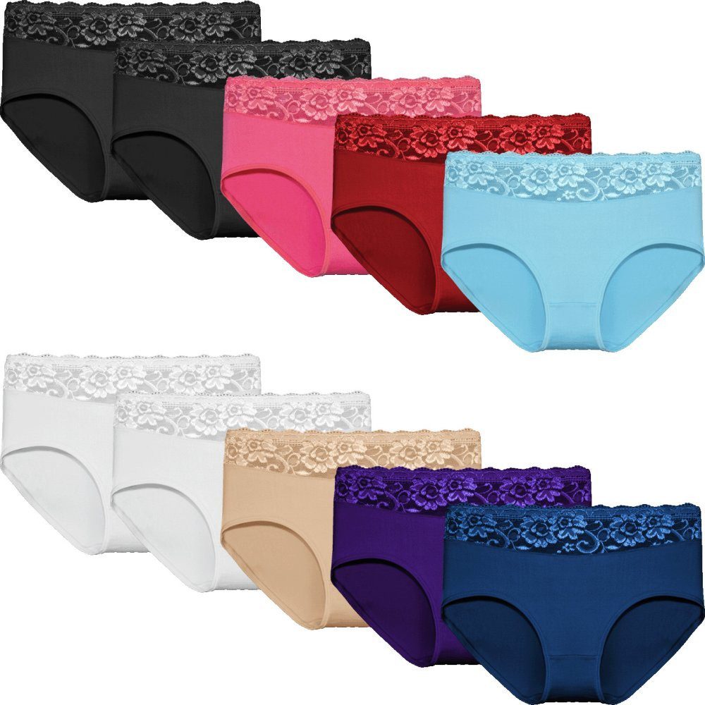 emeco Slip 5er Damen Slips Unterhosen Baumwolle Panty Unterwäsche Spitze 90 günstig online kaufen