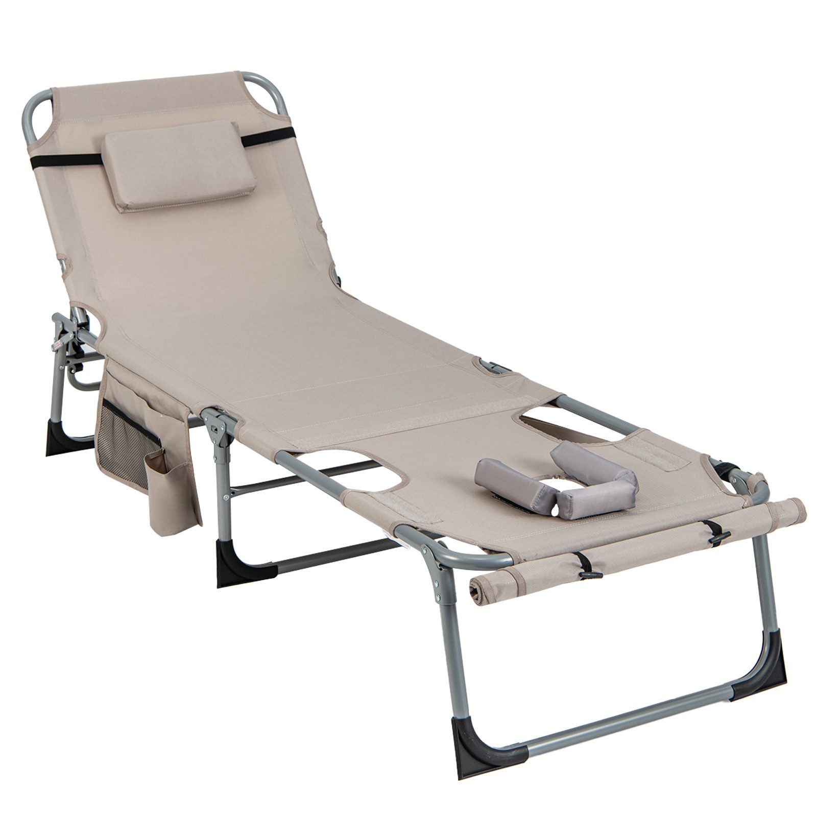 COSTWAY Gartenliege Sonnenliege, faltbar mit Kopfkissen, Alu