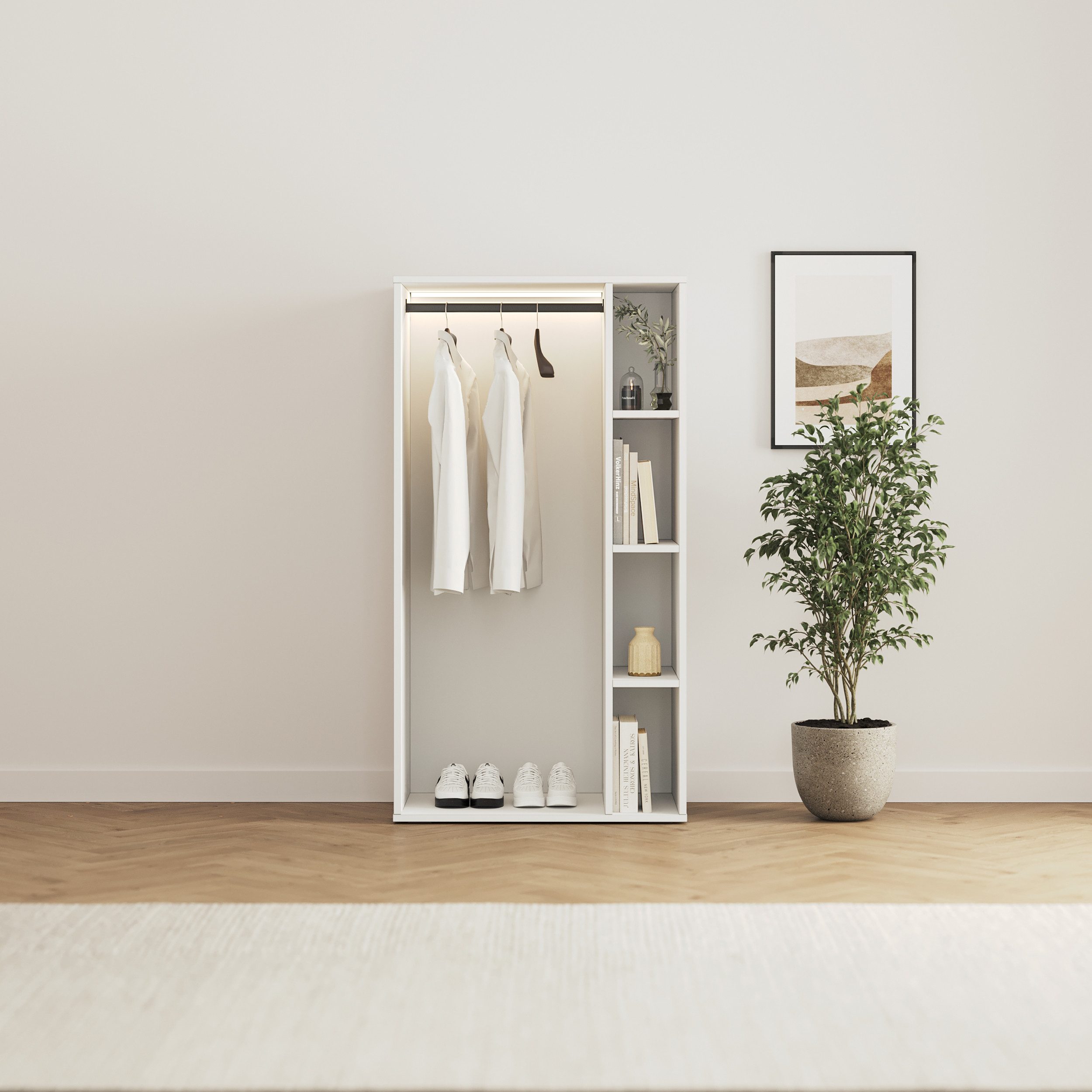 SMARTBett Kleiderschrank Schrank STA.2.0016 (Serie M2 Tiefe 55cm) Höhe 168,2cm Weiss