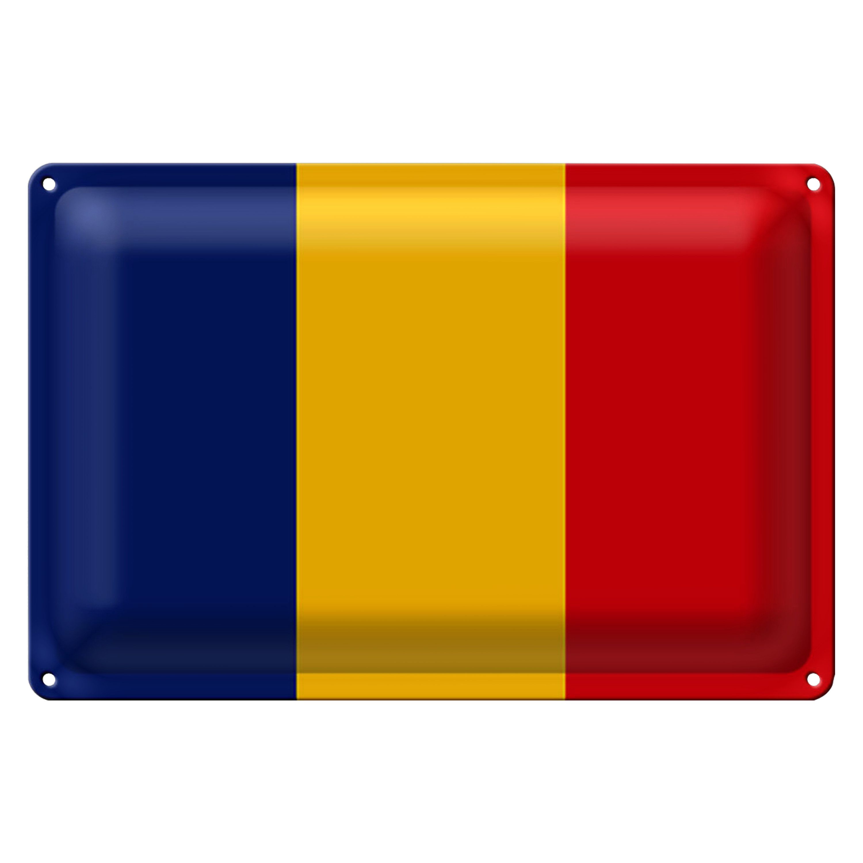 Roomando Metallschild Flagge Rumänien 40x30cm Flag of Romania