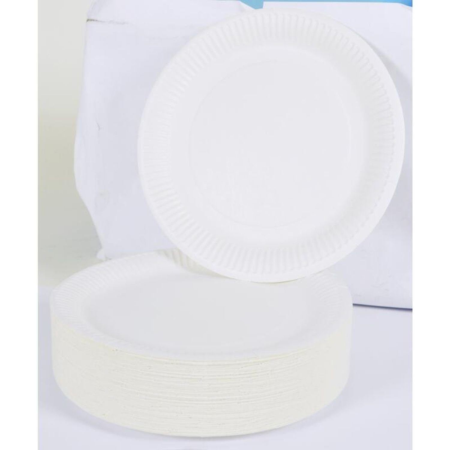 BURI Teller 10x Pappteller 100er Packung Weiß Einwegschalen Papier Grill Speise Pa