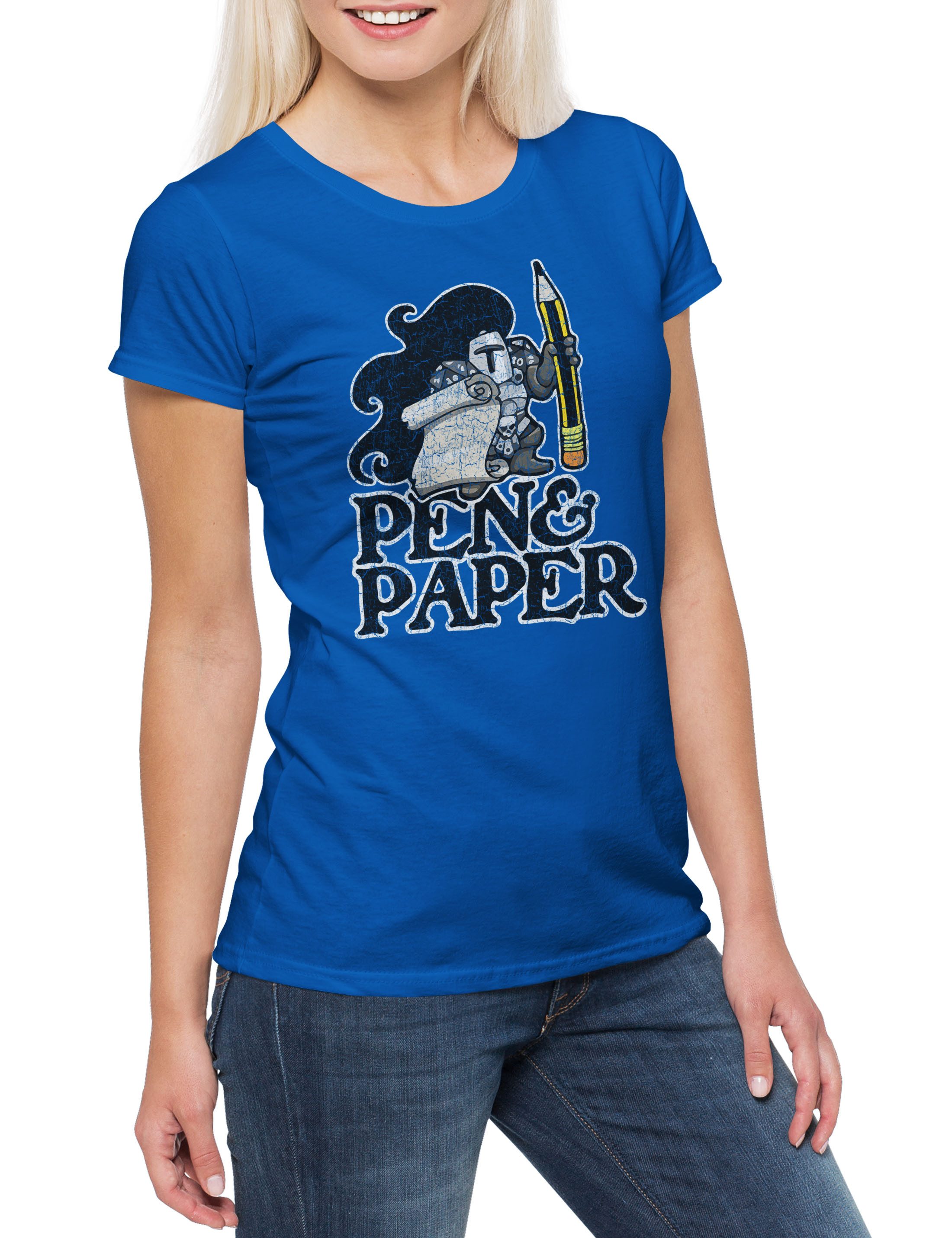Print-Shirt Pen & Paper Damen T-Shirt Dungeons Gamer Geek Nerd Dragons Roleplay