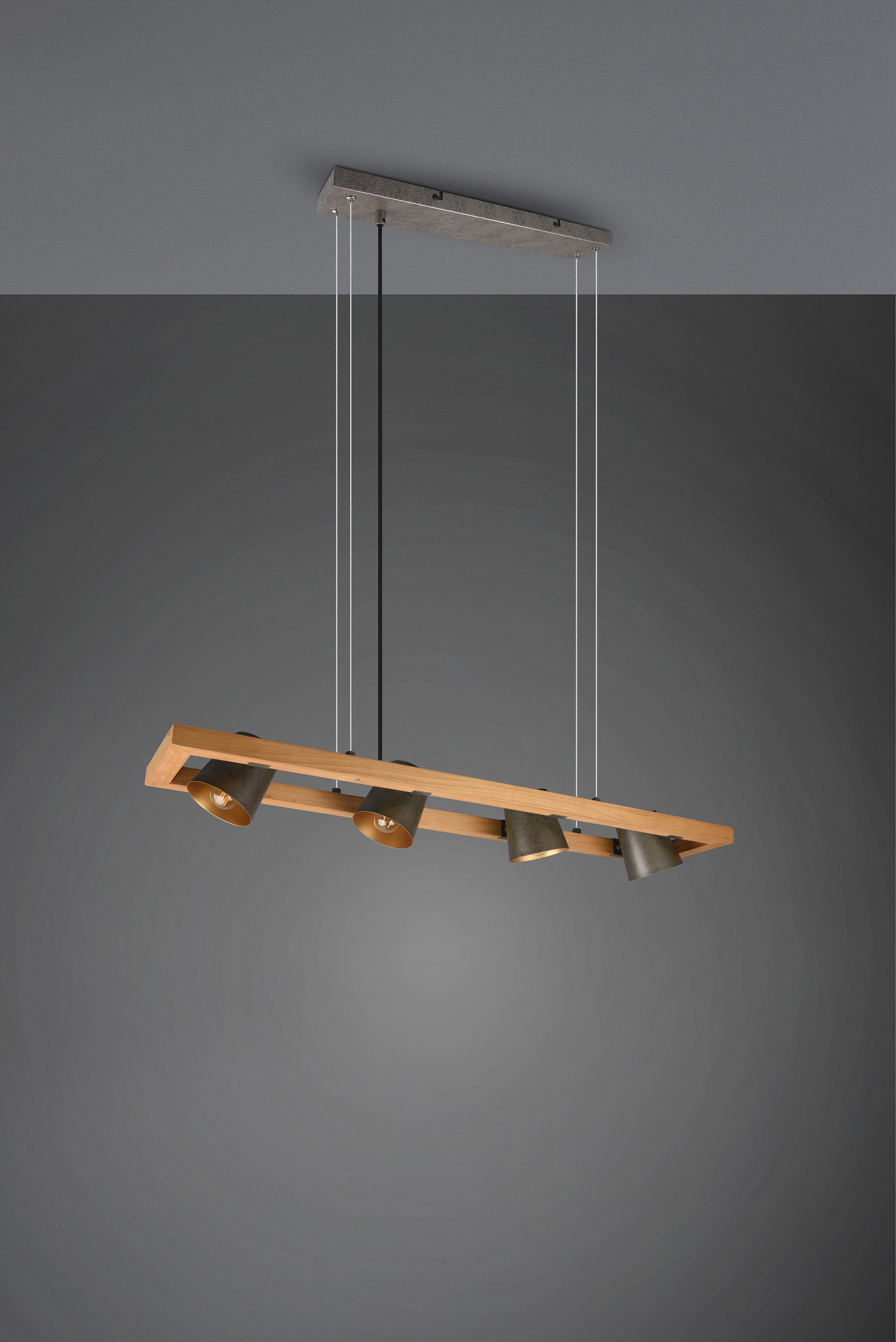 wechselbar, in Leuchtmittel mit Schirme / nickel Holz Glocken-Design Leuchtmittel, antik TRIO aus Leuchten ohne Warmweiß, Optik Bell, Pendelleuchte Schirmen