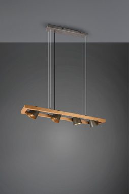 TRIO Leuchten Pendelleuchte Bell, Leuchtmittel wechselbar, ohne Leuchtmittel, Warmweiß, aus Holz mit Schirmen in Glocken-Design / Schirme nickel antik Optik