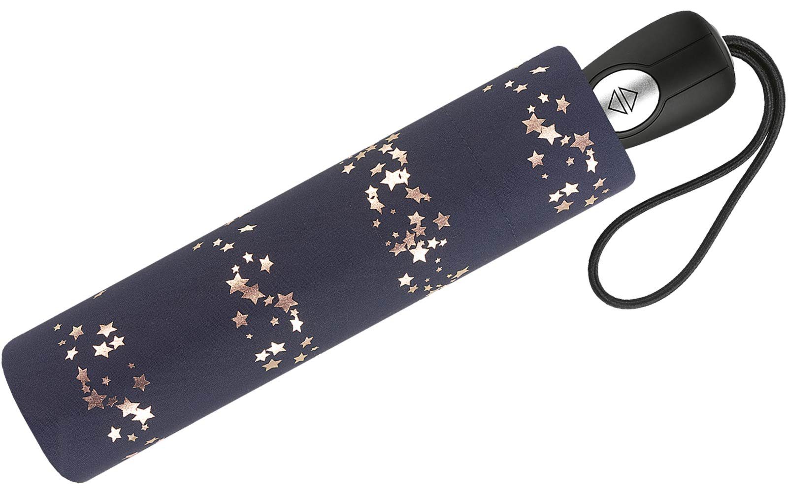 Pierre Cardin Taschenregenschirm schöner Damen-Regenschirm mit Auf-Zu-Automatik, traumhafte Sterne in verspieltem Design