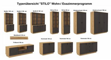 Küchen-Preisbombe Kommode Stilo 100 cm Esszimmer Landhaus Grau Eiche Artisan Buffet Anrichte