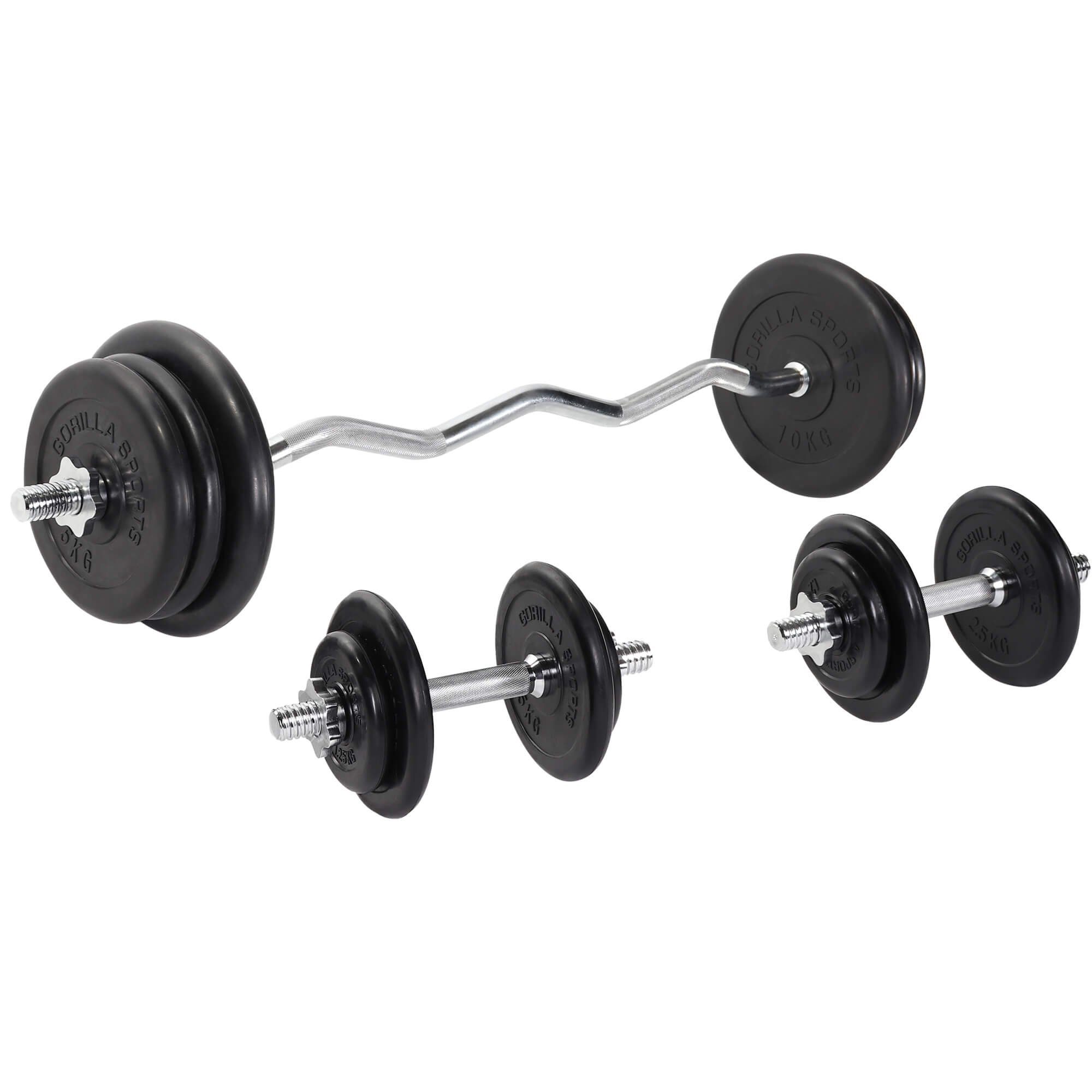 Hantel-Set SZ-Curlset Gummi 70 kg mit Sternverschlüssen