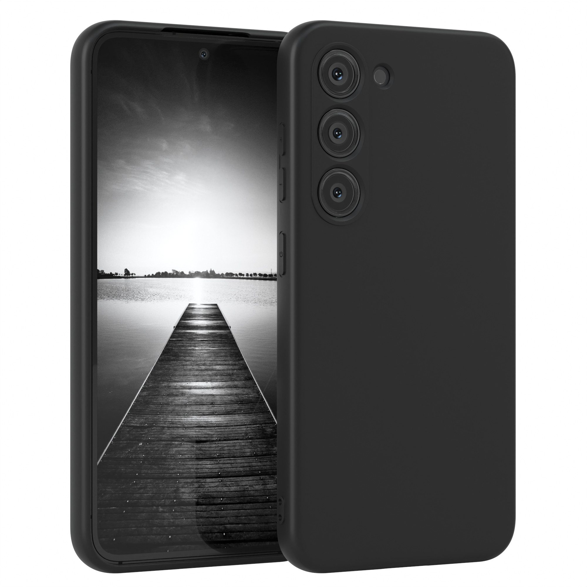 EAZY CASE Handyhülle für Samsung Galaxy S23 Hülle Silikon 6,1 Zoll, Silikon Schutzhülle mit Kameraschutz kratzfest Back Cover Etui Schwarz