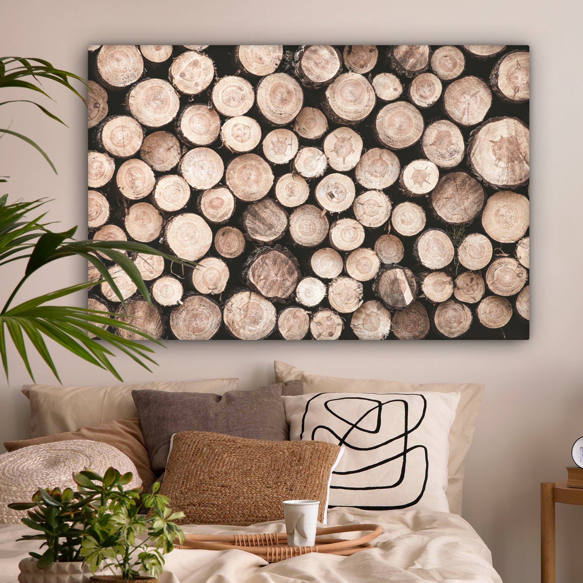 (1 XXL, - OneMillionCanvasses® Wandbild 120x80 Winter für Gemälde, Baumstämme alle St), großes, Natur, - cm Leinwandbild Wohnbereiche,