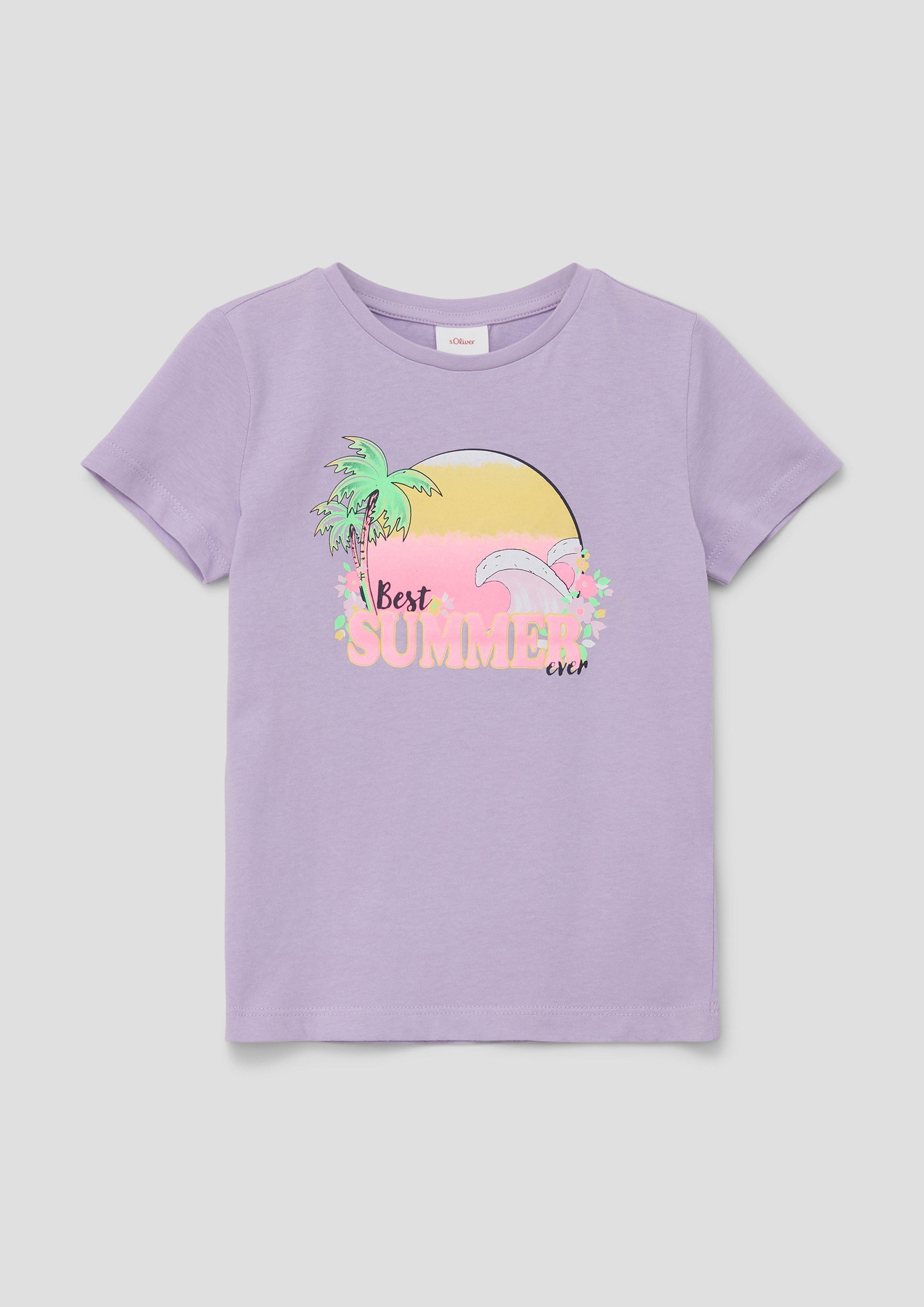 Kurzarmshirt Baumwollshirt mit Glitzer-Print