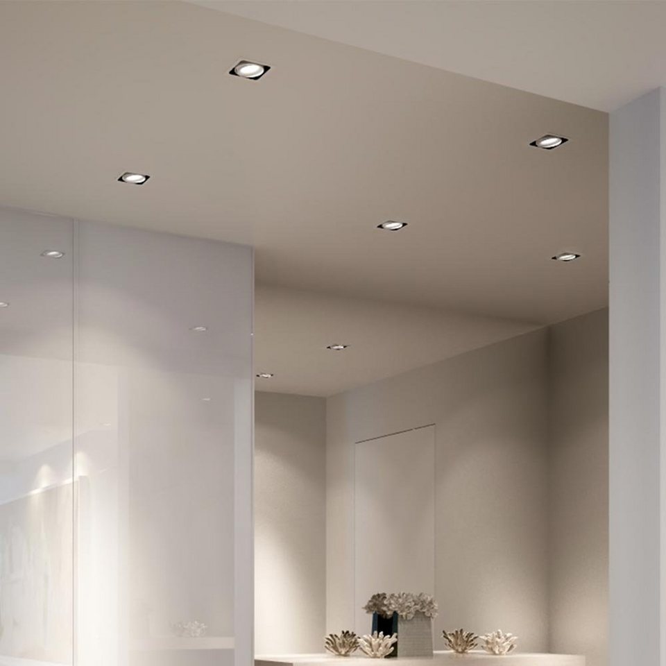 Einbaustrahler, LED Einbau Warmweiß, Spot LED-Leuchtmittel verbaut, Lampe Wohn fest Zimmer LED quadratisch Brilliant Decken schwenkbar