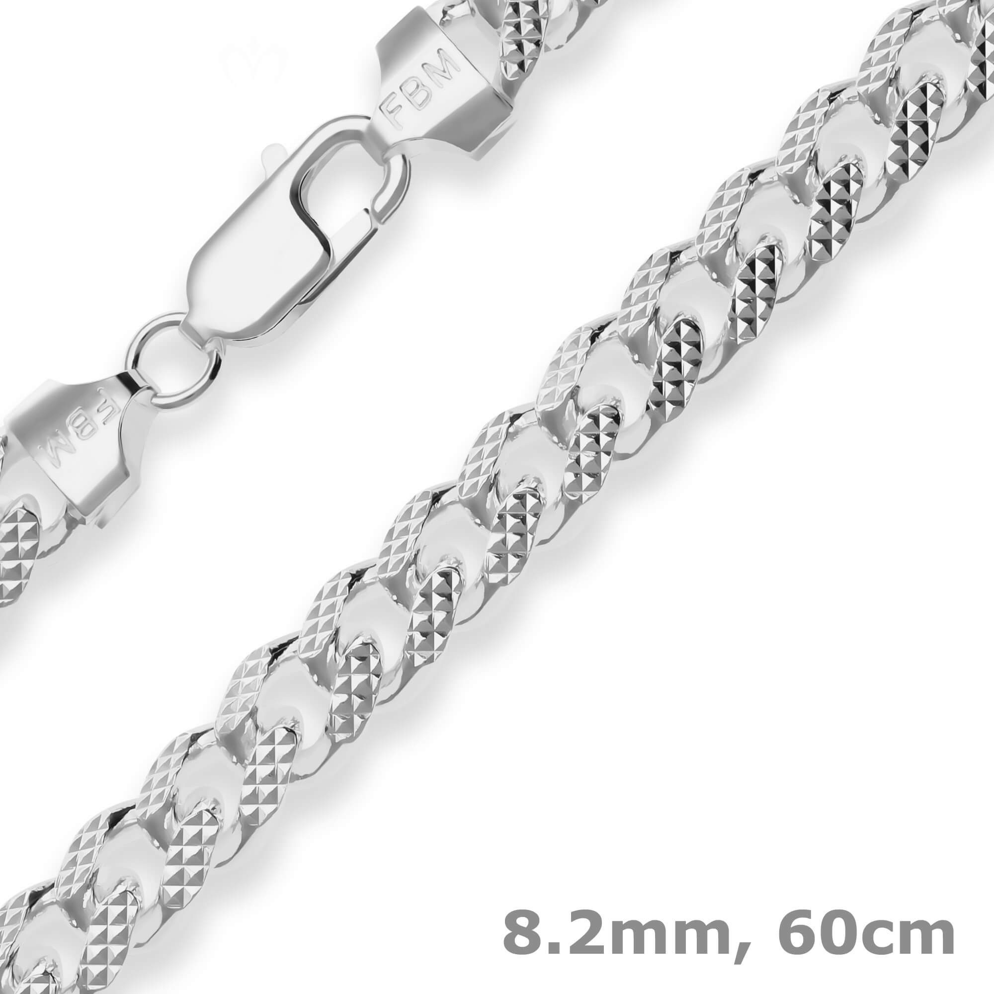 Schmuck Krone Panzerkette 8,2mm Panzerkette oval aus 925 Silber 60cm, Silber 925