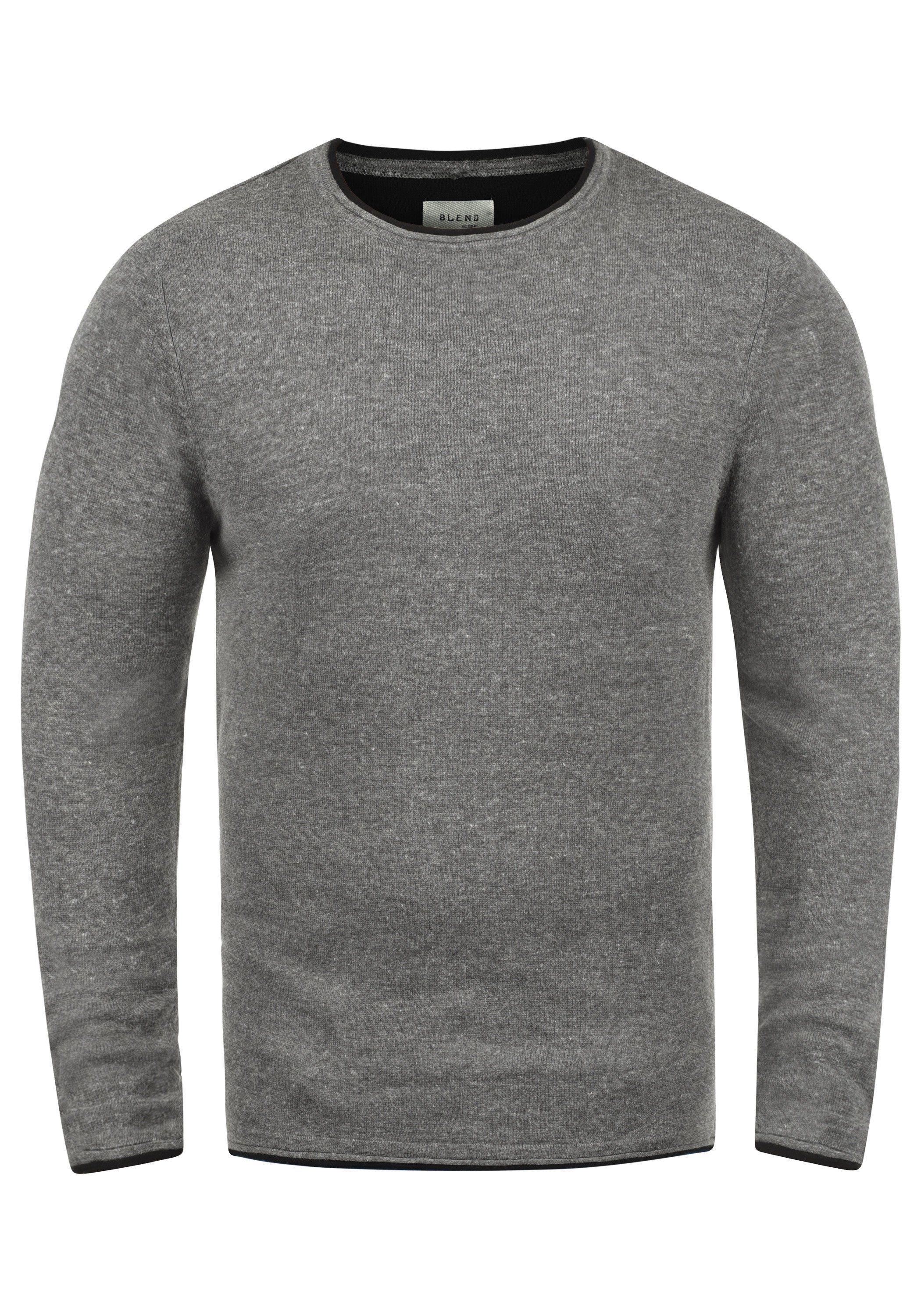 Blend Rundhalspullover BHOdin Strickpullover mit aufgerollten Abschlüssen günstig online kaufen