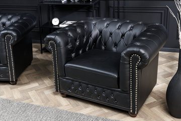 riess-ambiente Chesterfield-Sessel CHESTERFIELD 110cm matt schwarz (Einzelartikel, 1-St), Wohnzimmer · Kunstleder · Federkern · Knopfheftung · Design