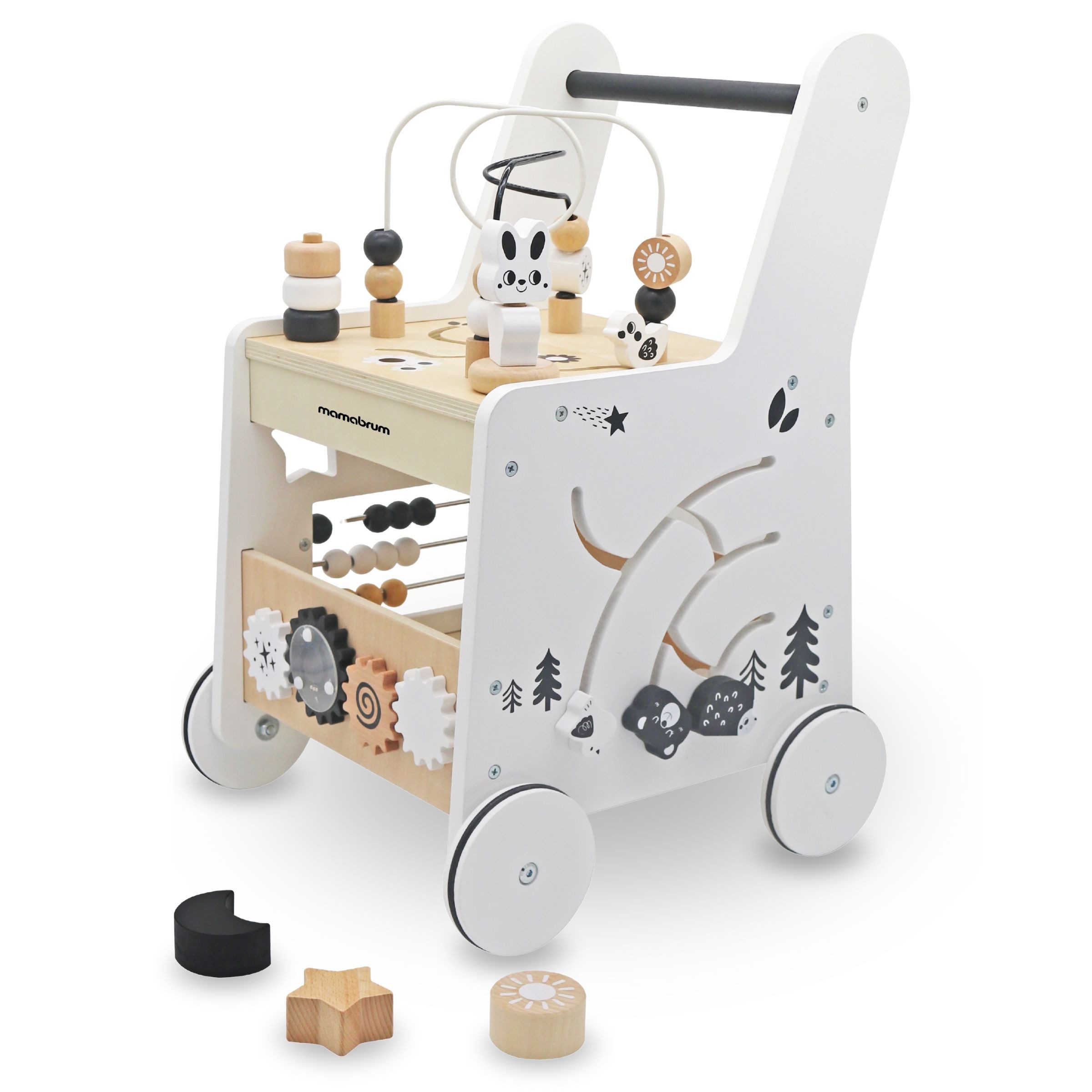 Mamabrum Lauflernwagen multifunktionaler Holz-Lauflernwagen mit Aktivitätss günstig online kaufen