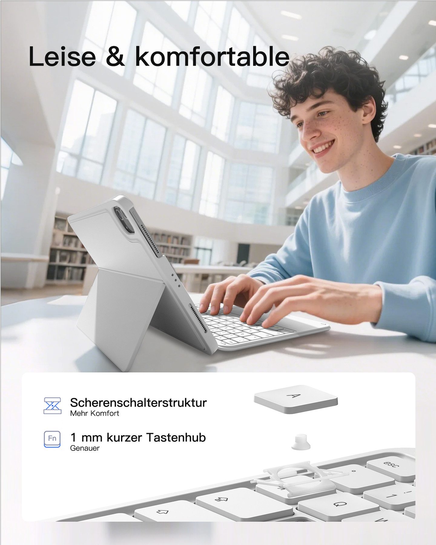 Inateck für iPad 11 Gen A16, 11 Zoll iPad Air M4 M3, iPad 10, iPad Pro 4/3/2/1 iPad-Tastatur (Ultraleichte, Abnehmbare Tastatur mit Touchpad, Tragbar) – Bild 5 von 5