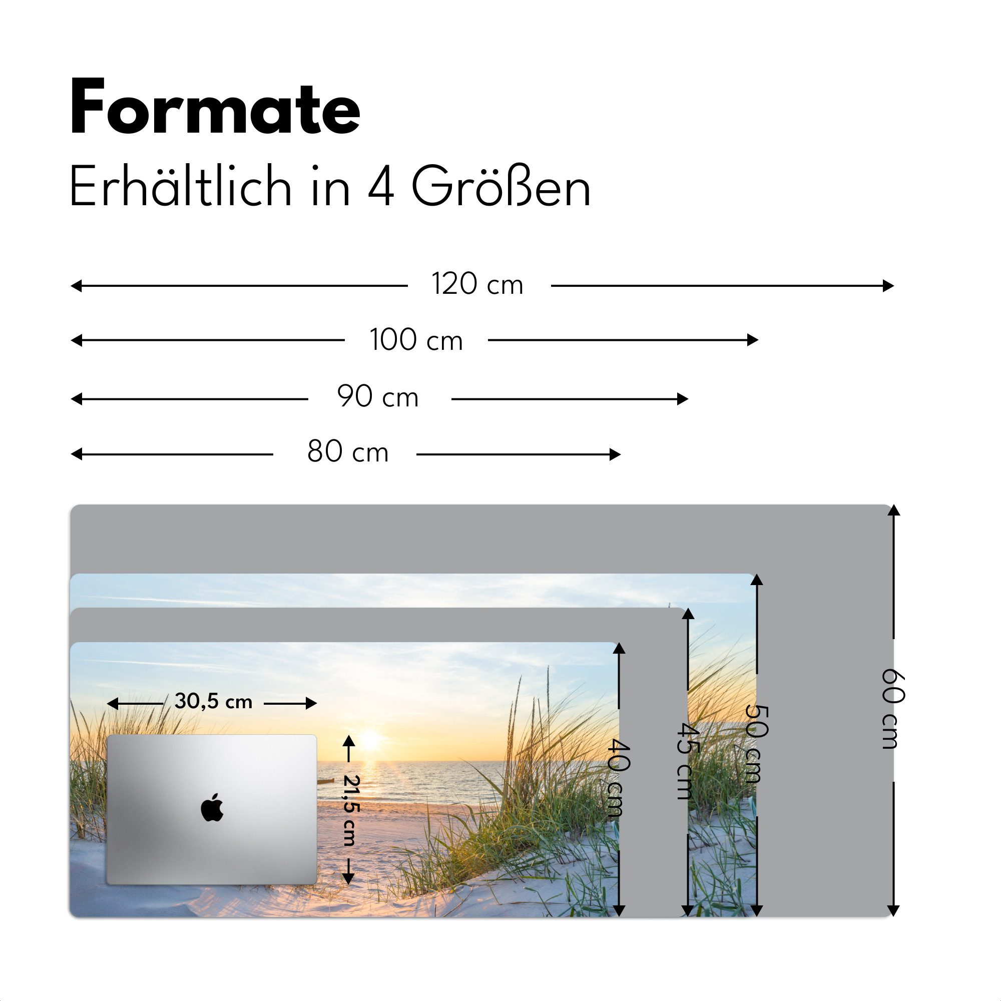 MuchoWow Gaming Mauspad Strand - Sonne - Düne - Gras - Sand - Horizont (1-St), Gaming Mauspad XXL, Schreibtischunterlage, Desk Mat Groß, 80x40 cm