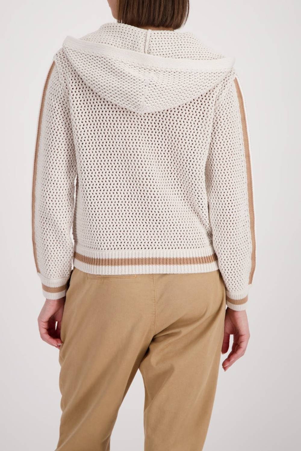 Monari Rundhalspullover 410283 Edle Ajour-Strickstruktur für einen femininen Look