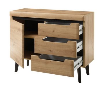 Furn.Design Kommode Ronson (in Artisan Eiche mit schwarz, 107 x 83 cm), mit viel Stauraum