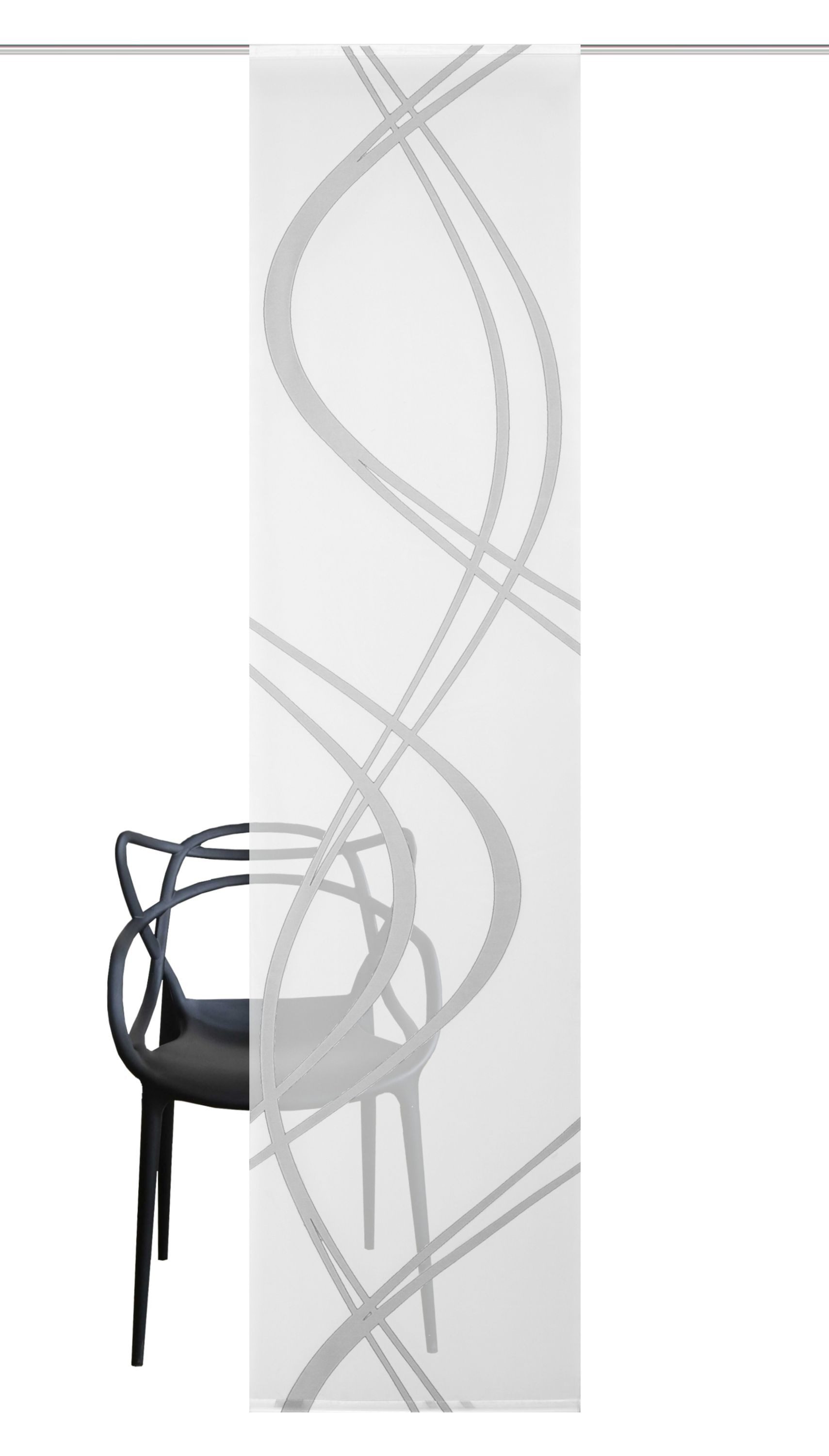 HOME WOHNIDEEN Schiebegardine Schiebevorhang TIBERIO aus Dekostoff und Voile mit Scherli 245 x 60 cm (1 St), Paneelwagen, halbtransparent, Polyester