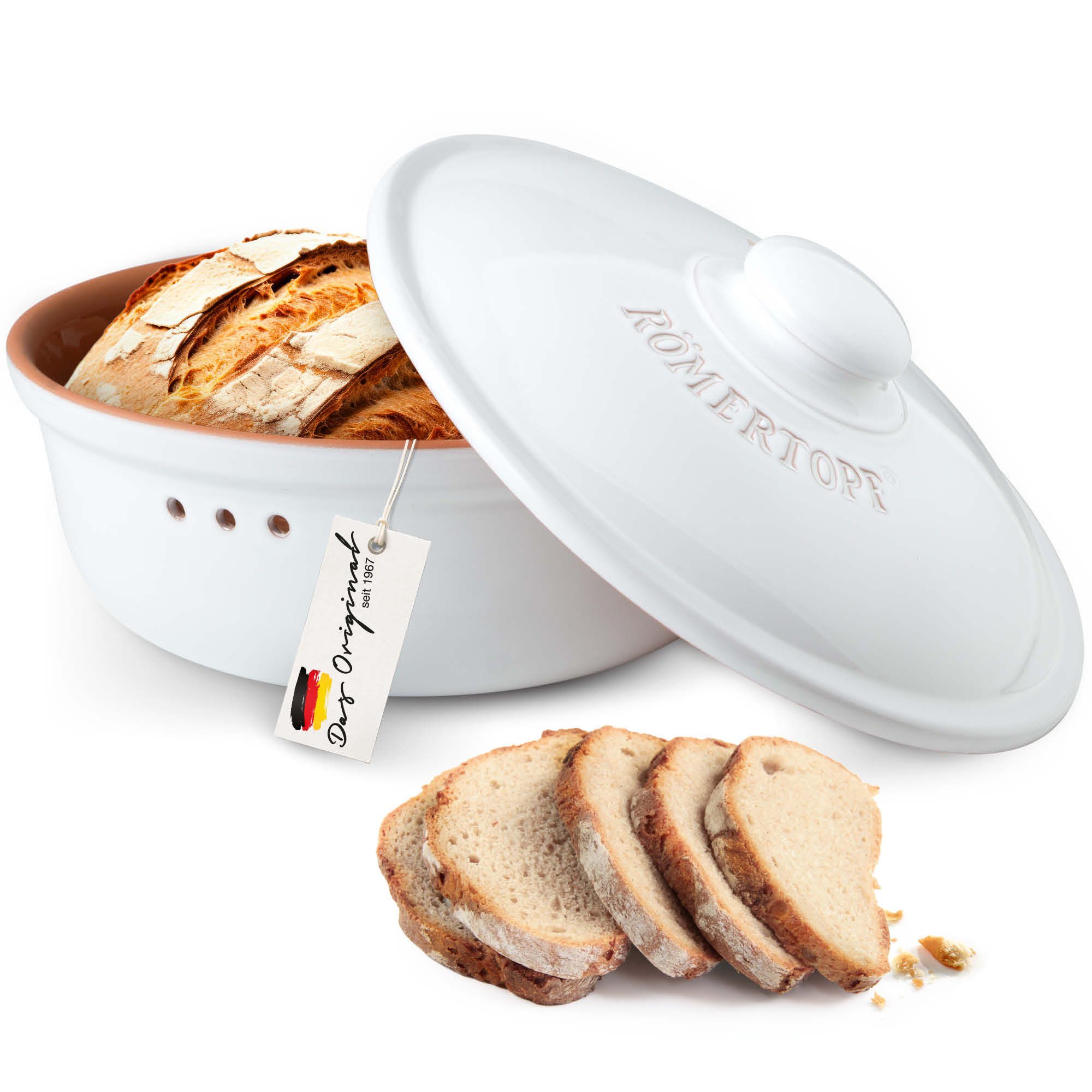 RÖMERTOPF Römertopf Brottopf Rund Ø 30cm - Keramik Brotkasten