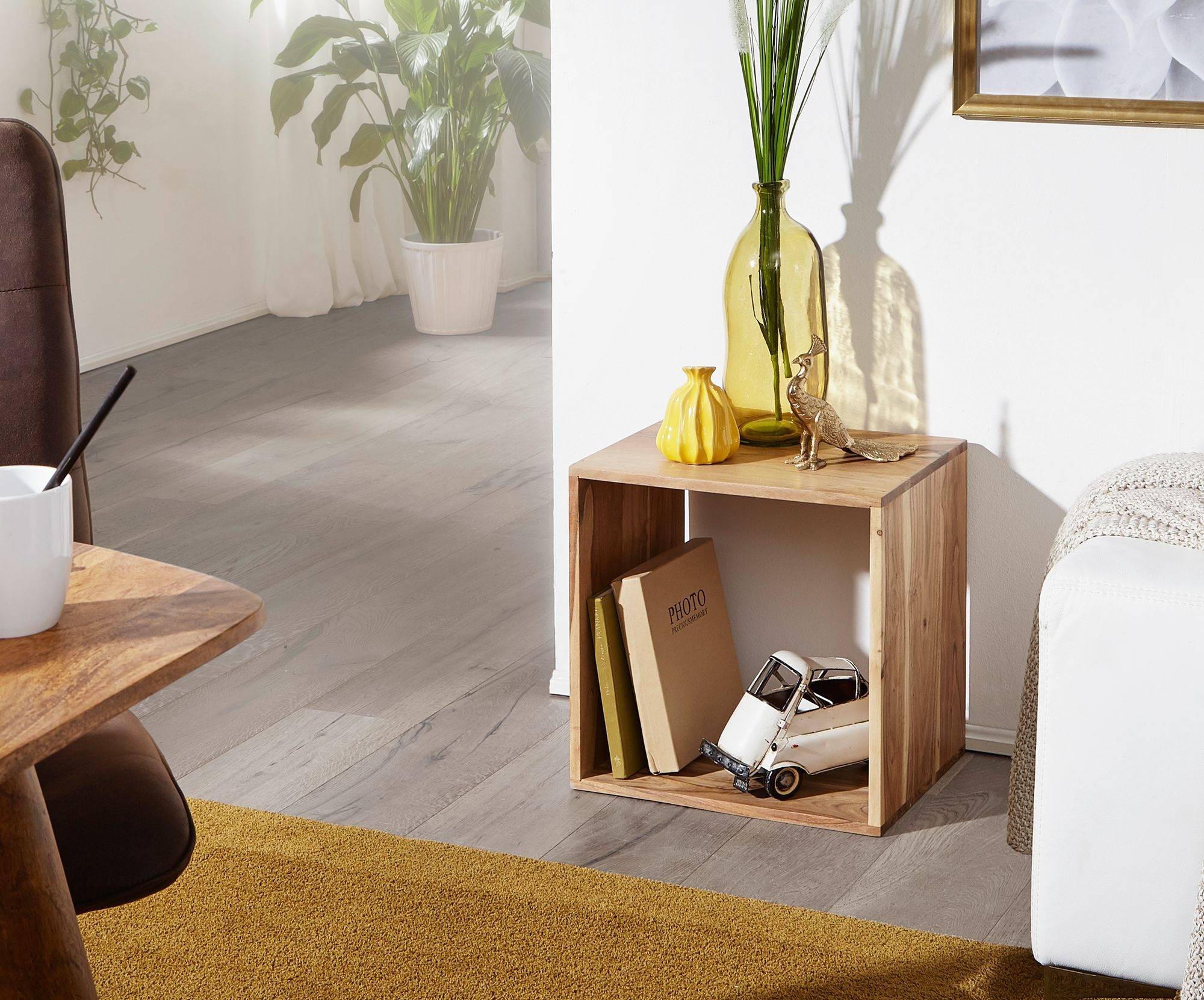 FineBuy Standregal Massivholz 43,5 cm Cube Regal Holzregal Naturprodukt Beistelltisch Landhausstil – Bild 2 von 5