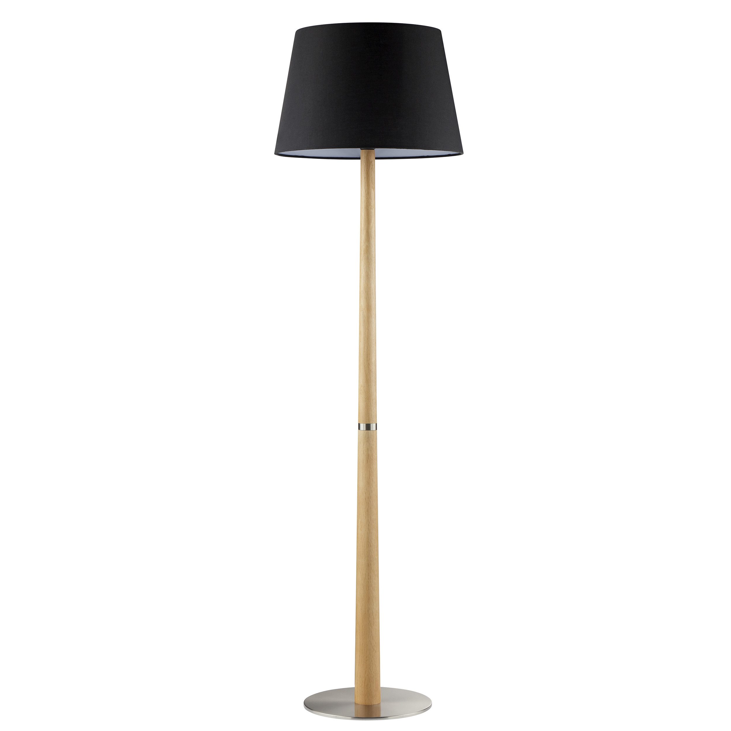 lumiCouture Stehlampe Timber, Ein-/Ausschalter, ohne Leuchtmittel, Ø 40 cm x 141 cm, E27 Fassung, Wippschalter, Holz/Textil, schwarz