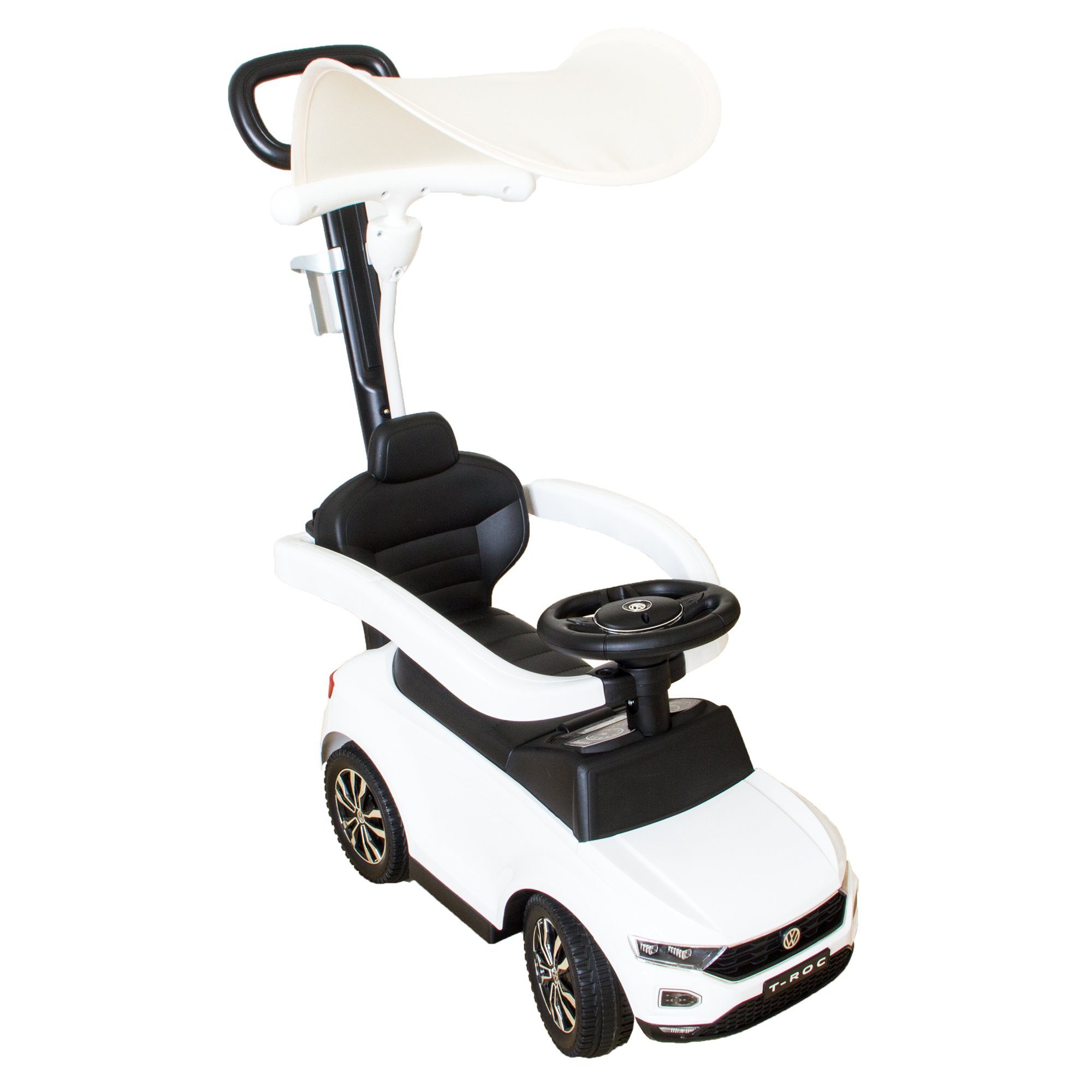 Lemodo Rutscherauto Rutschauto mit Schiebestange und Dach, Babyrutscher, VW Rutscher mit Schiebestange, Dach und Fußablage