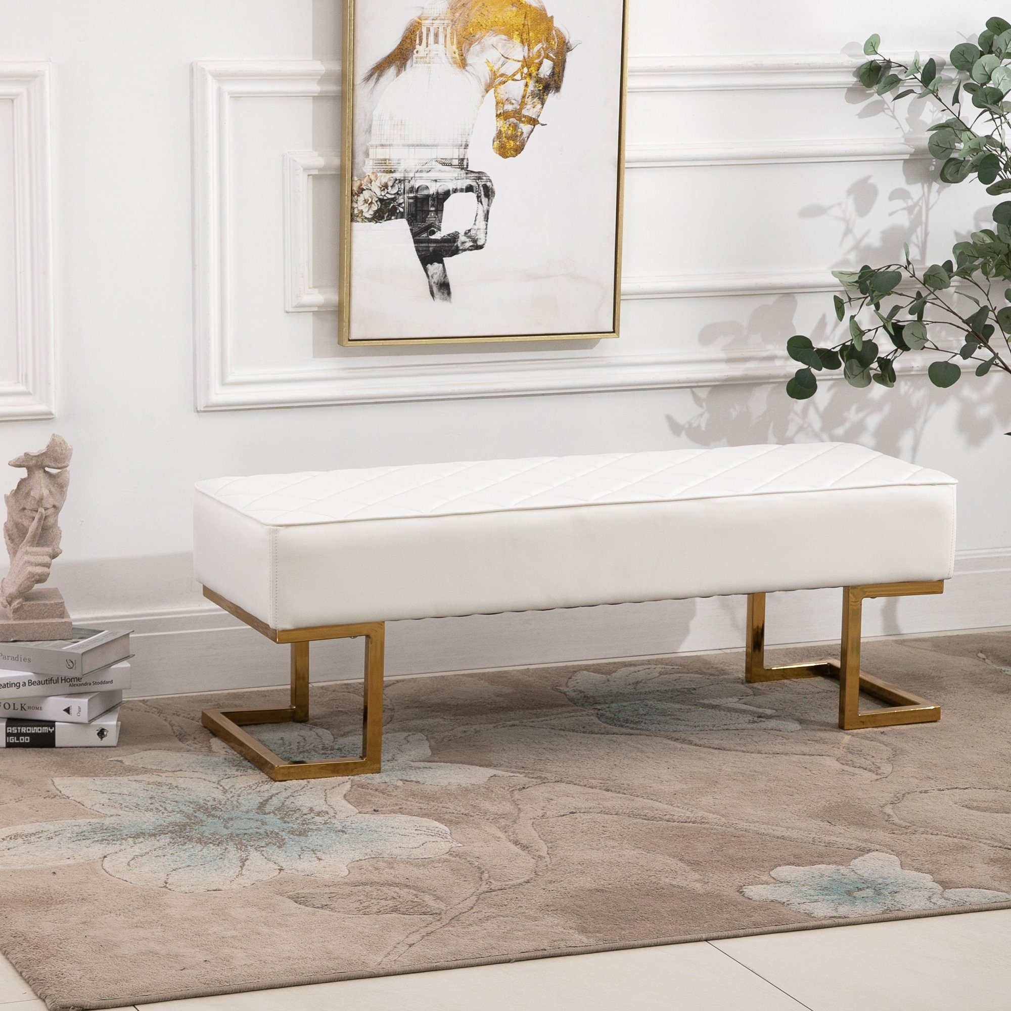 HOMCOM Sitzbank Sitzbank mit goldenen Beinen