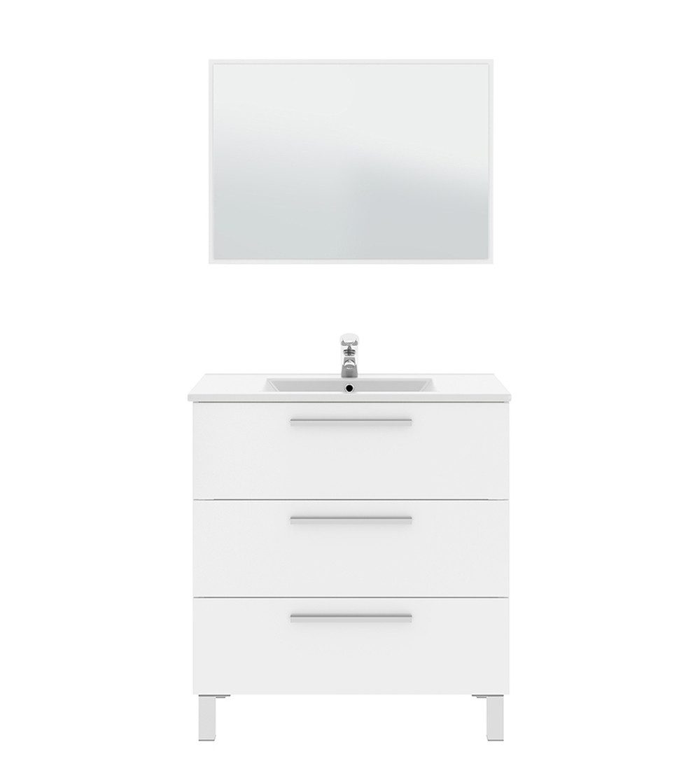 FORES HABITAT Badezimmer-Set in weiß glänzend - 80x86x45 (BxHxT)