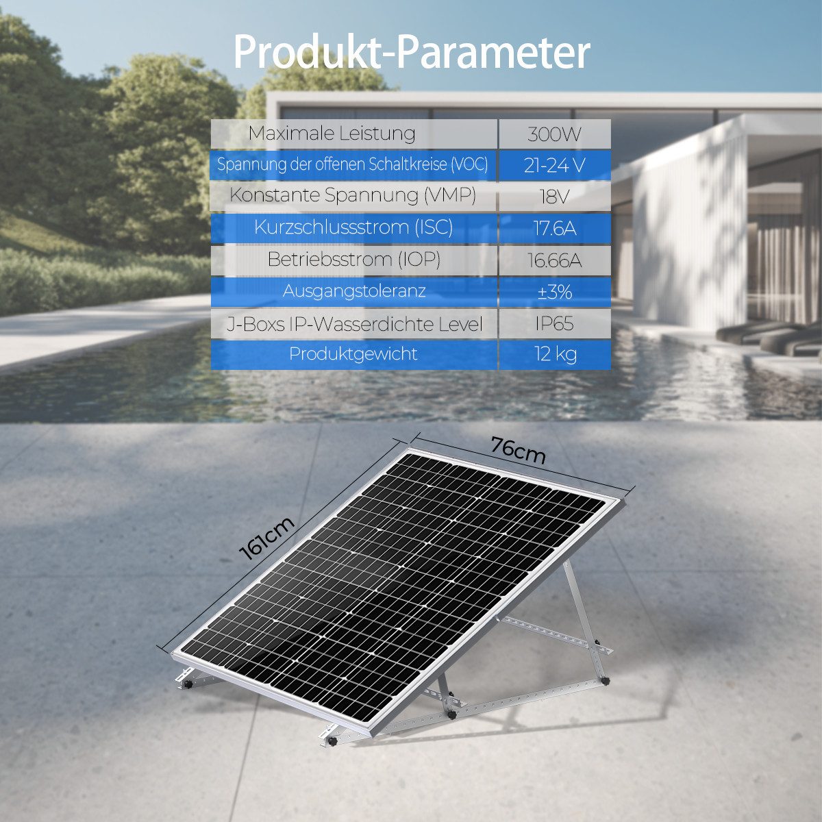 Rhein Beleuchtung Solarmodul 100W-300W Monokristallines Solarpanel & Solarmodul 12V, Monokristallin, (Hinweis: Die Modulabmessungen variieren mit der Wattzahl, 1-St., Vielseitig für Wohnmobil, Gartenhaus & Haushalt, Solar Set), IP65 Wasserdicht - Effizientes PV-Modul ideal für Balkonkraftwerk