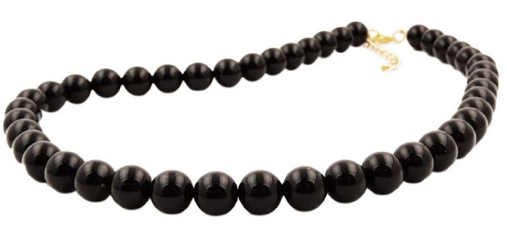 unbespielt Collier Kette mit schwarzen Kunststoffperlen glänzend 45 cm, Mod günstig online kaufen