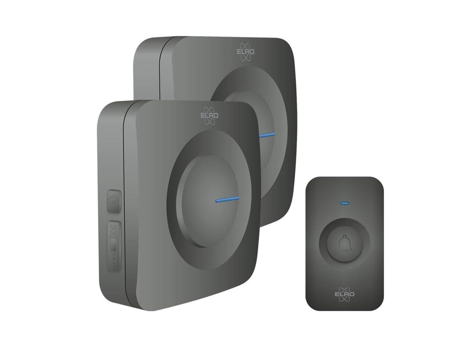 Elro Türklingel-Set, 2 Empfänger, 64 Klingeltöne, (4-tlg), Funkklingel mit Batterie, Türgongs mit Licht für Schwerhörige, Schwarz