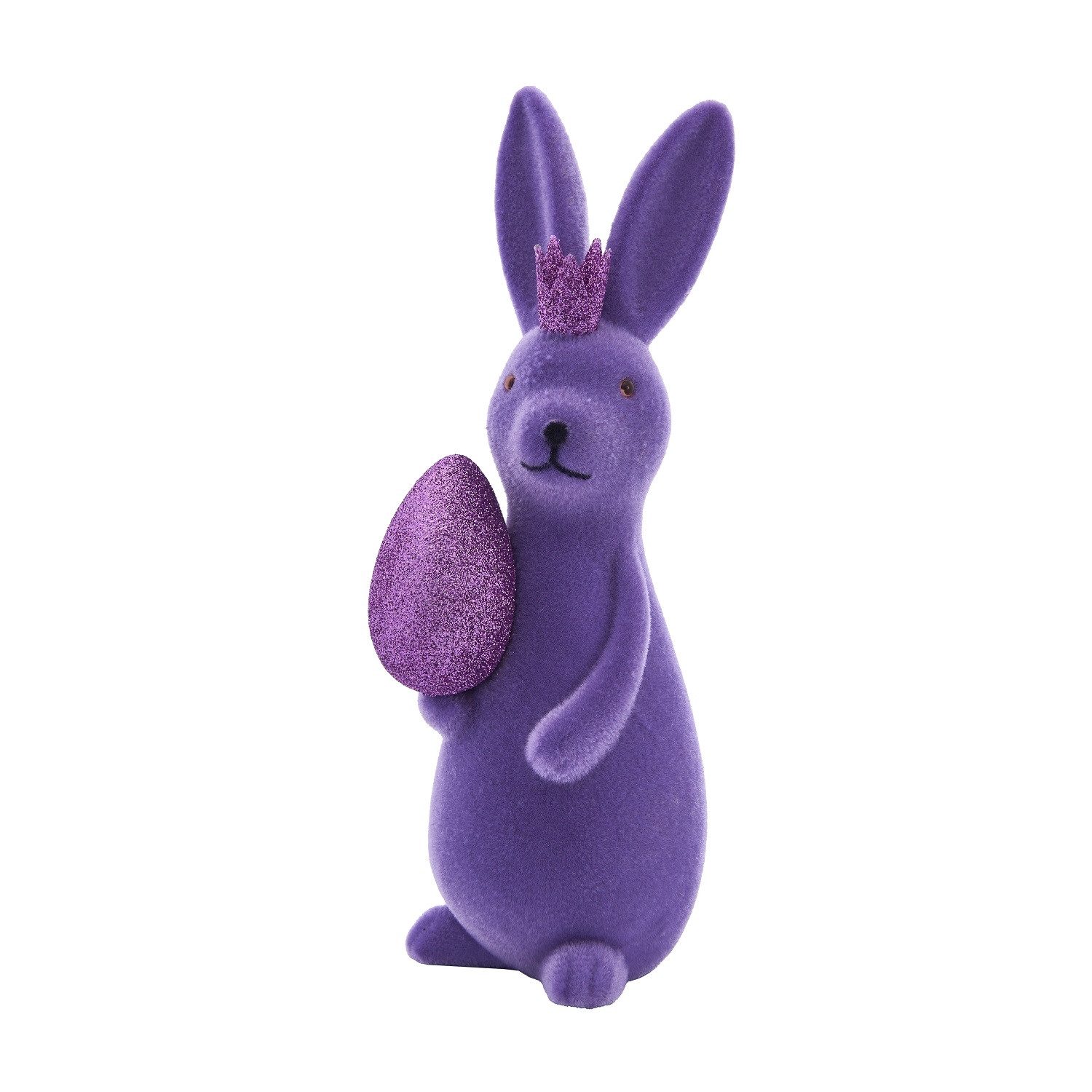 Osterhase beflockt Lila Pink Grün 21cm Kunststoff Dekohase Hase Skulptur